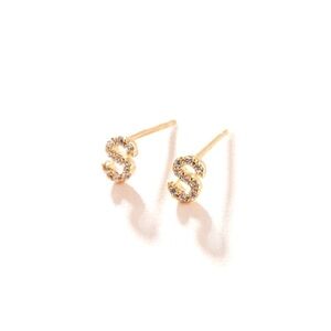 Anthropologie | Rhinestone Monogram Post Earrings | Letter S | NWT